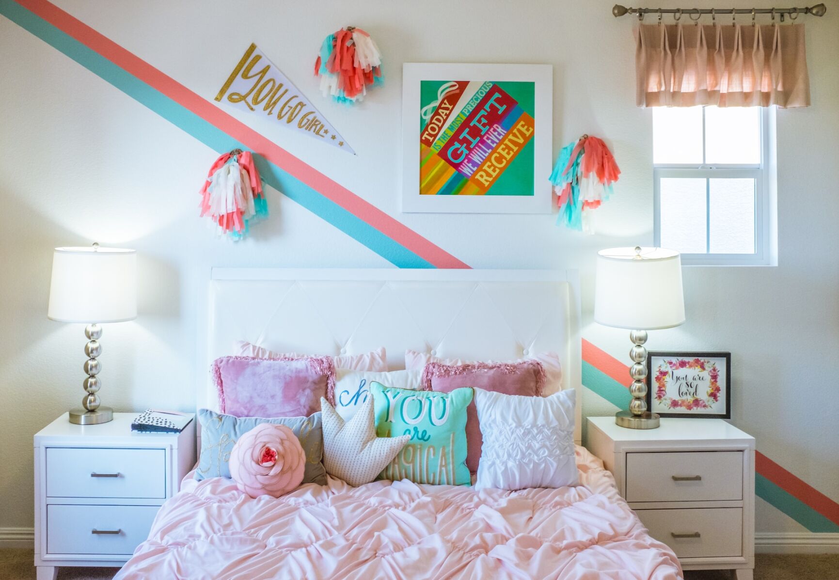 Bright colors like this can make your child's bedroom pop